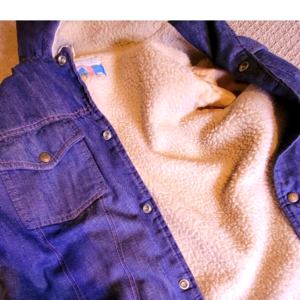 VINTAGE - MEN'S DENIM COAT WITH SHERPA LINING - SEARS PUT-ON SHOP